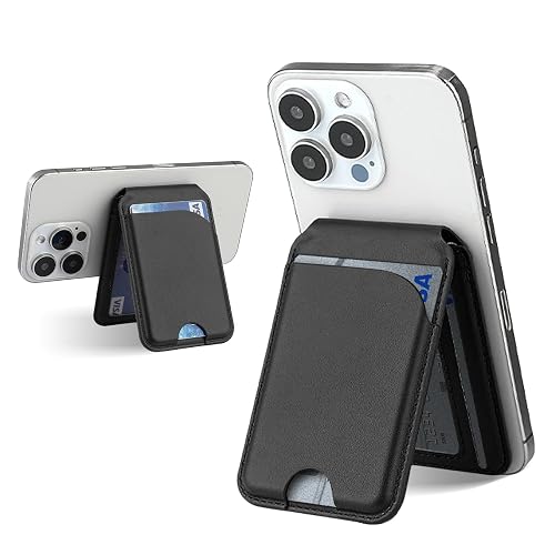 2 in 1 Magnetic Wallet Stand,Compatible with MagSafe Wallet,for iPhone Wallet with Adjustable Stand,Leather Magnetic Card Holder for iPhone