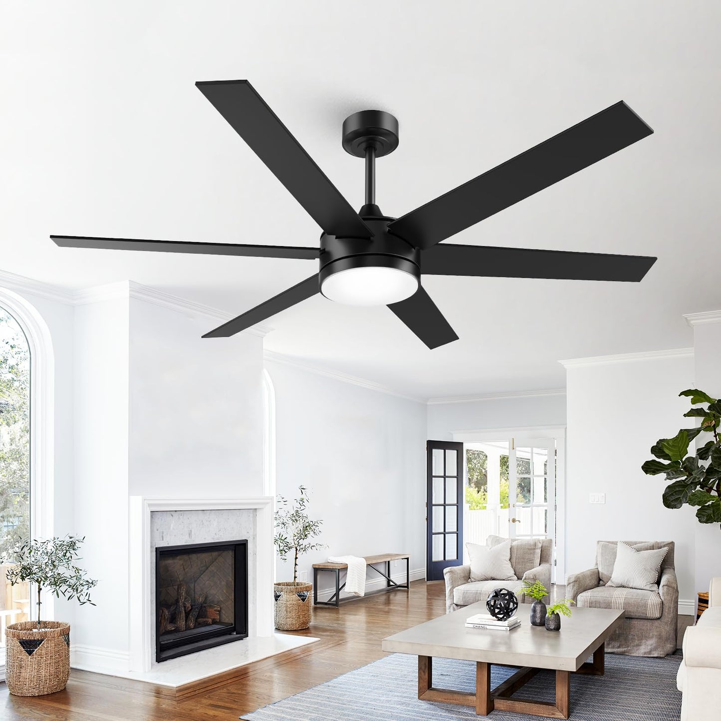 Vaczon 60 Inch Large Ceiling Fans with Lights and Remote, Smart Remote/APP