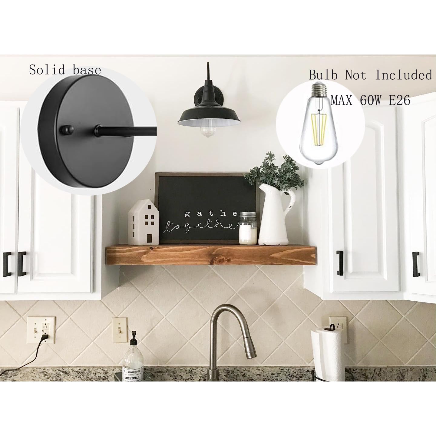 BRIGHTESS #80 Retro Black Wall Sconce Lighting Barn Flat Lights Industrial Vintage Farmhouse Wall Lamp Outside Led Light Fixtures E26 Bathroom Kitchen