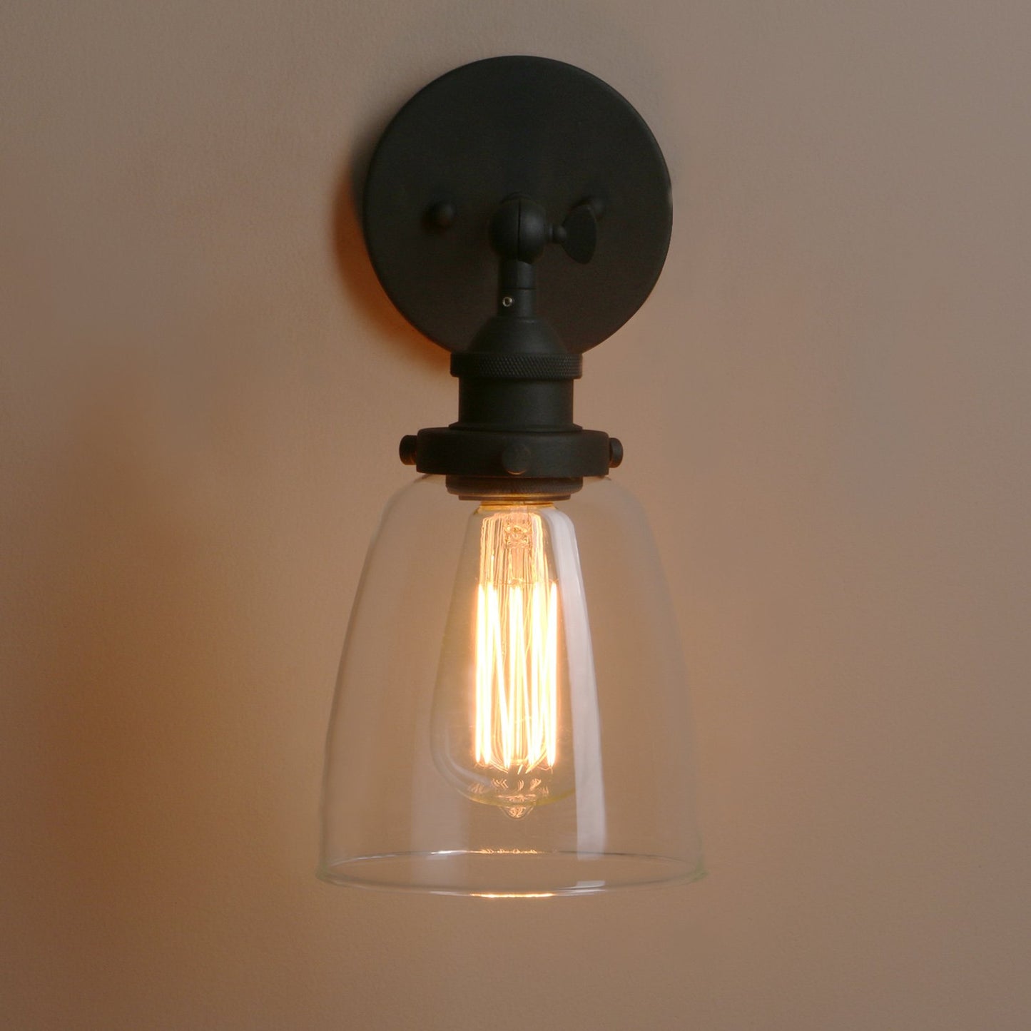 Pathson Vintage Wall Sconce with Clear Glass, Hardwired Wall Vanity Light Fixtures, Wall Mounted Lamp for Farmhouse Bedroom Bathroom Vanity Mirror
