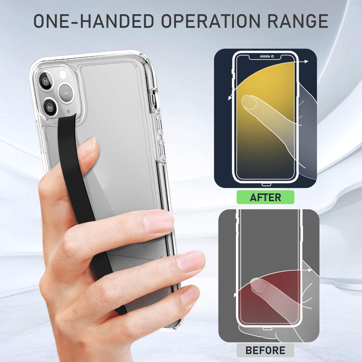UKON Silicone Phone Grip,2 PCS Phone Strap Reusable Finger Holder with Three Short Silicone Strips DIY Combination to Fit 4.5"-7.5" Phone Case