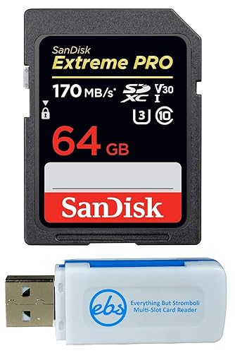 SanDisk Extreme Pro 64GB SDXC Card for Sony Alpha Camera Works with a6100, a6600, a9 II, a7S III Class 10 (SDSDXXY-064G-GN4IN) Bundle with (1)