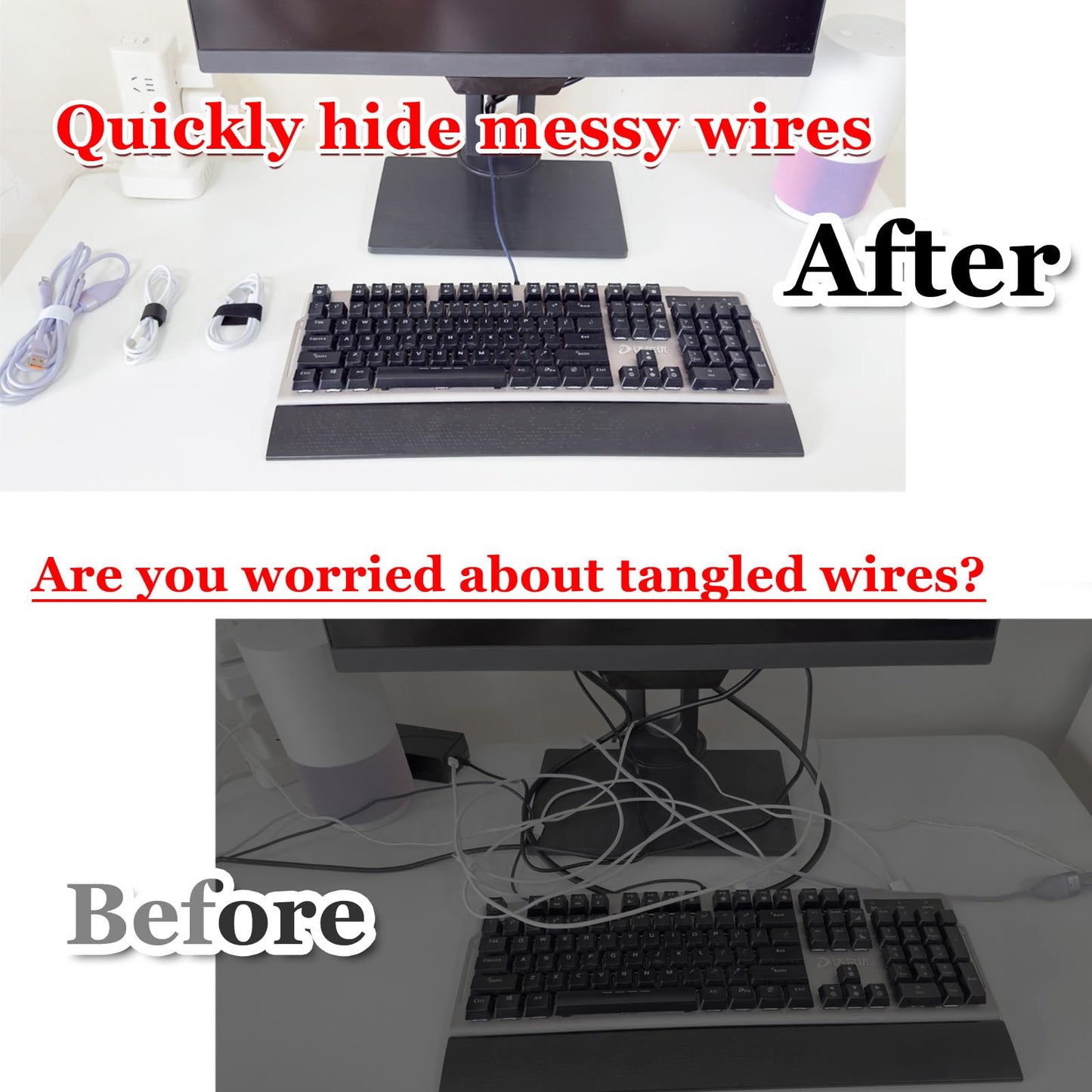 Ulinca Cable Management Under Desk,Up to 15 Cord,Enhanced Wire Holder. Cord Organizer,Reusable Cord Holder Organizer for Cable Hider Clips Under