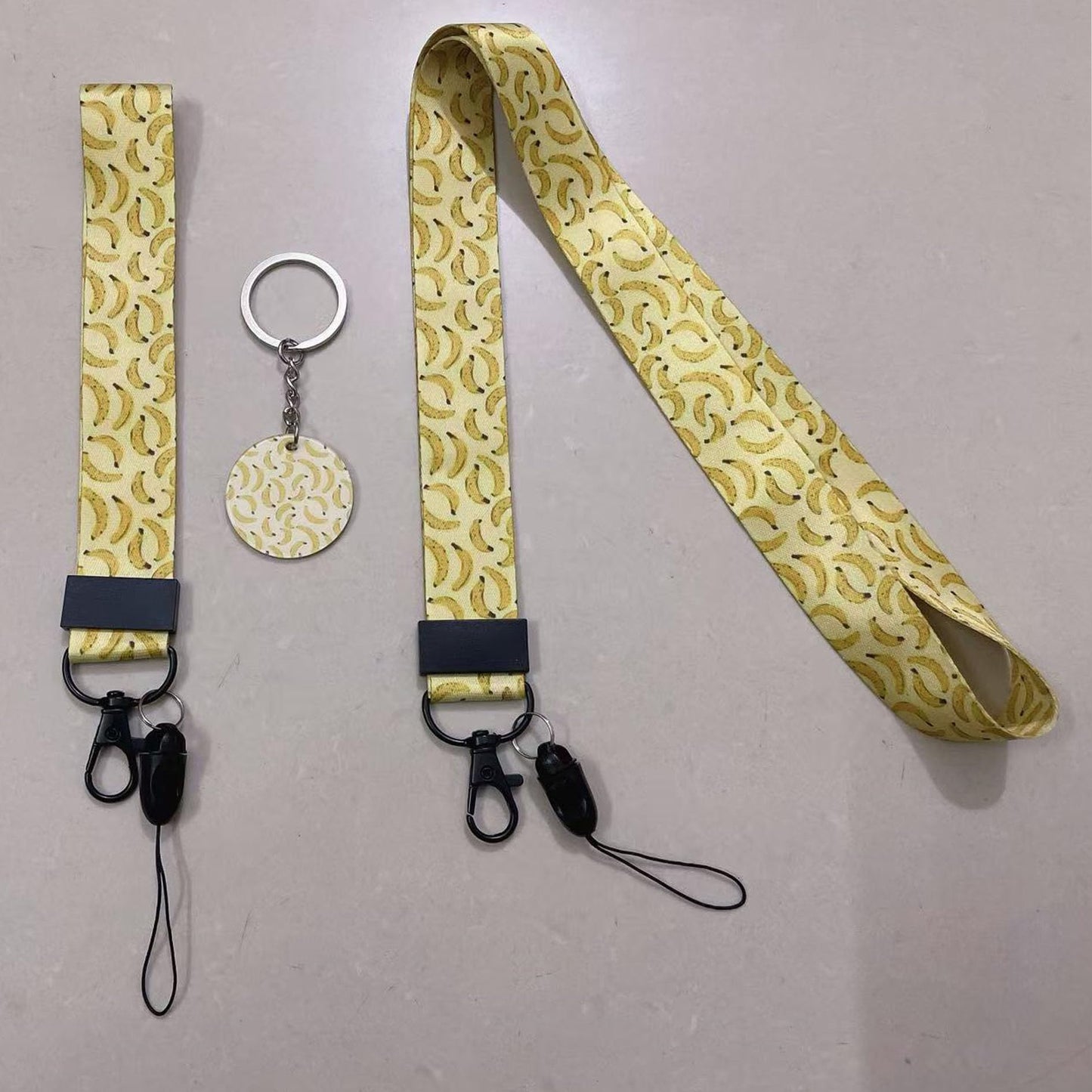 Cute Banana Style Neck Lanyard and Wristl Strap?with Keychain,for Student Teacher Doctor Driver Lawyer Office Accessories