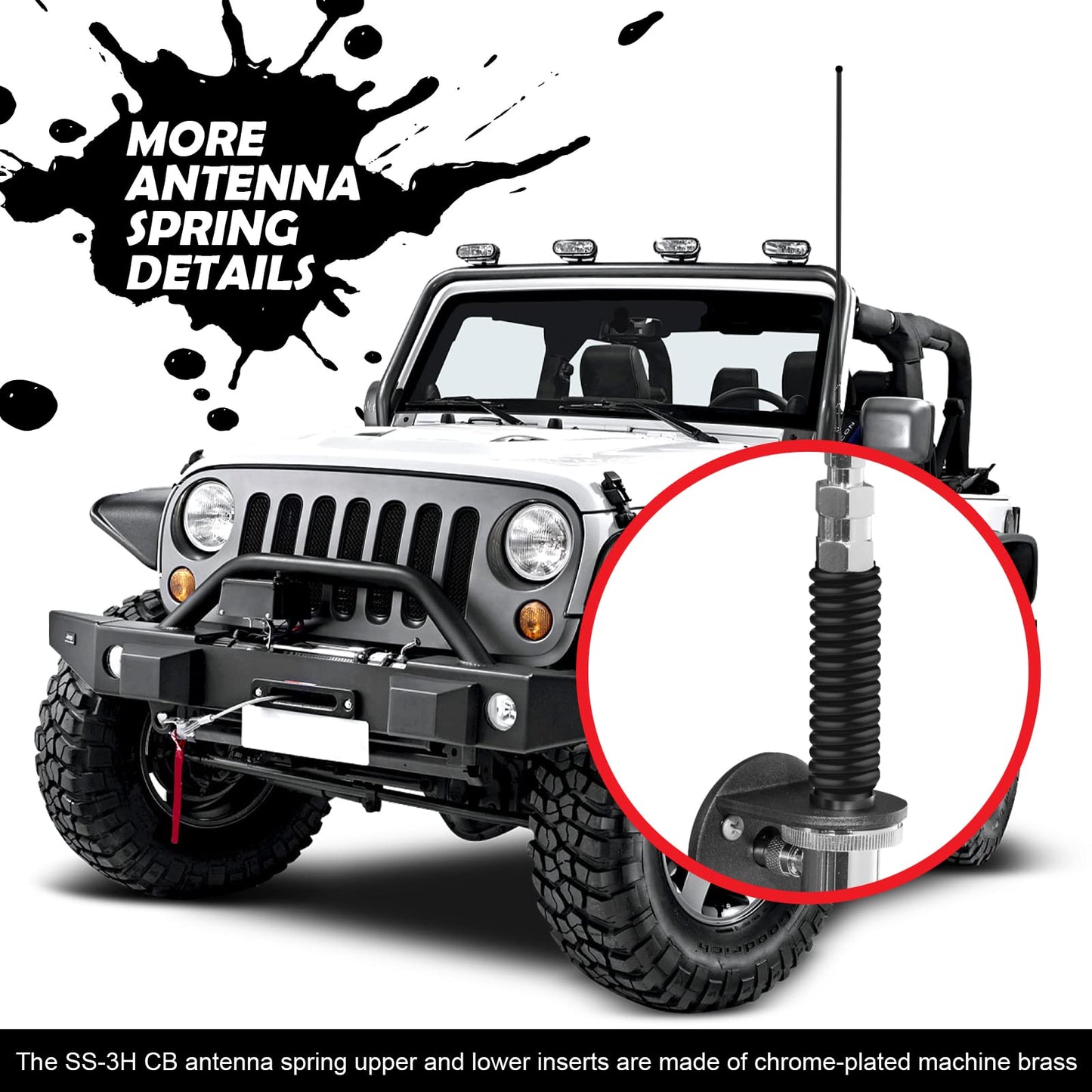 Marketty SS-3H CB Antenna Spring, Stainless Steel Heavy Duty CB Radio Antenna Mount Spring, Spring to Fit Mobile/in-Vehicle CB Radio Antenna Mount Up