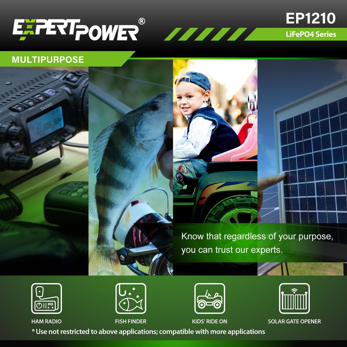 ExpertPower 12V 10Ah Lithium LiFePO4 Deep Cycle Rechargeable Battery | 2500-7000 Life Cycles & 10-Year lifetime | Built-in BMS