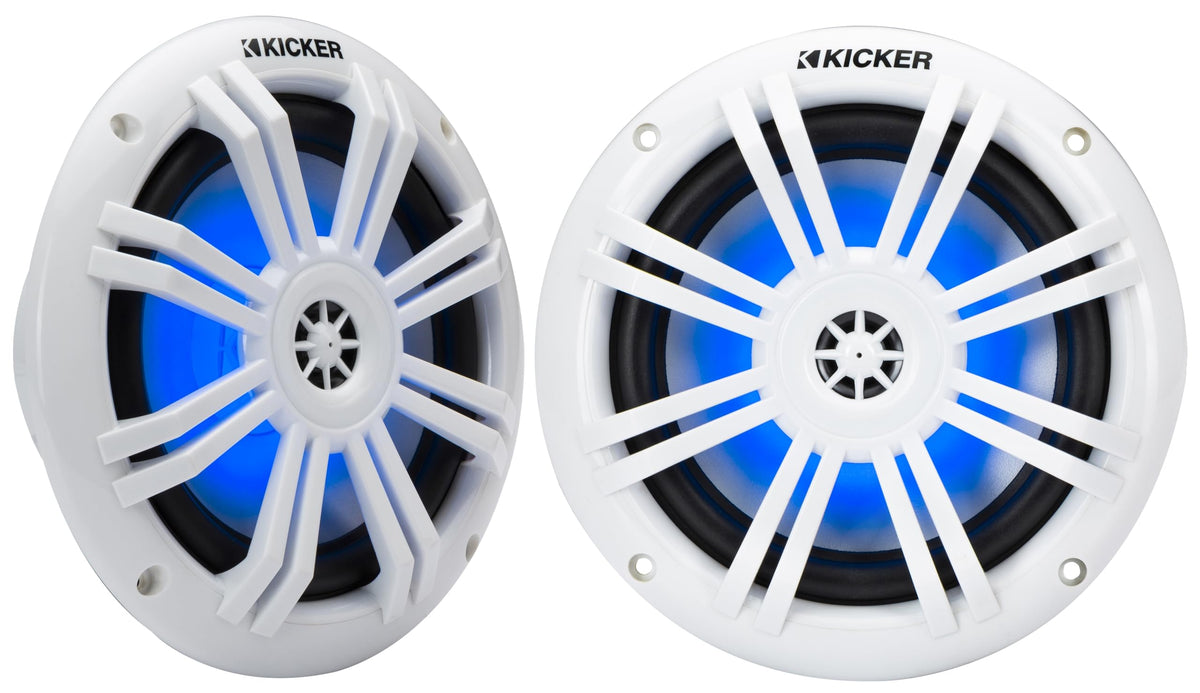 KICKER 51KM604WL KM 6.5" 4? LED Marine Coaxial Speakers - Pair