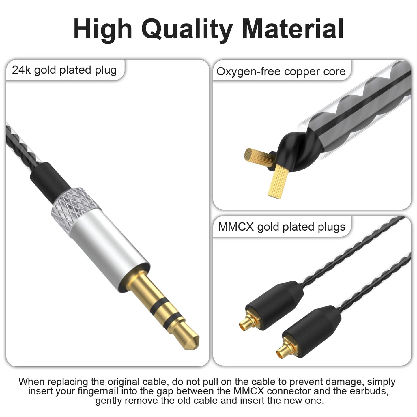 SE215 Cable Compatible with Shure SE215, SE215 PRO, SE315, SE425, SE425 PRO, SE535, SE846, AONIC 3, AONIC 4, AONIC 5 Earphone, MMCX Cable 3.5mm, 4ft