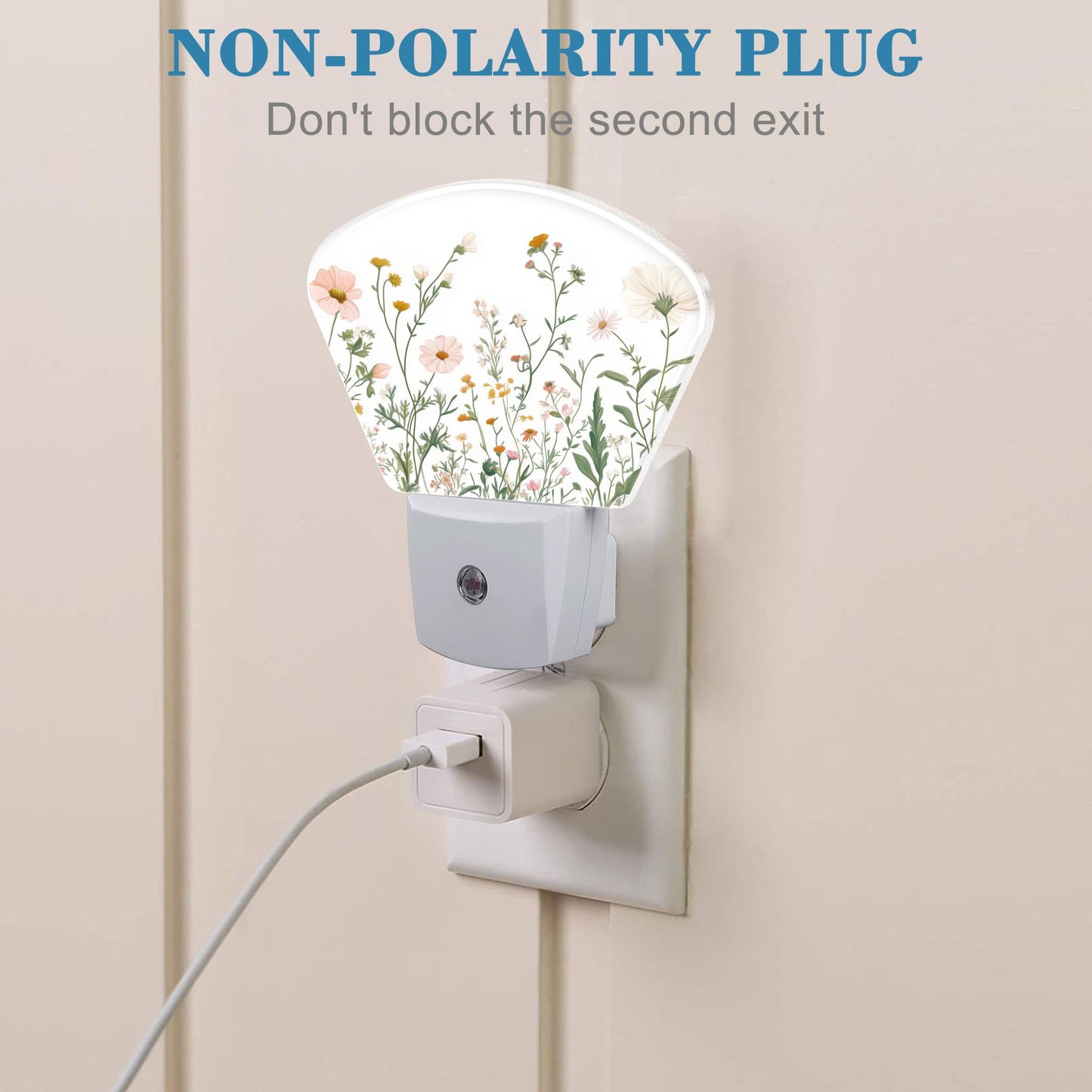 Uiaoiais Wildflowers Plug in Night Lights, Watercolor Colorful Wildflowers Nightlight Plug Into Wall Dusk to Dawn Sensor for Kid Girls Boys Women Men