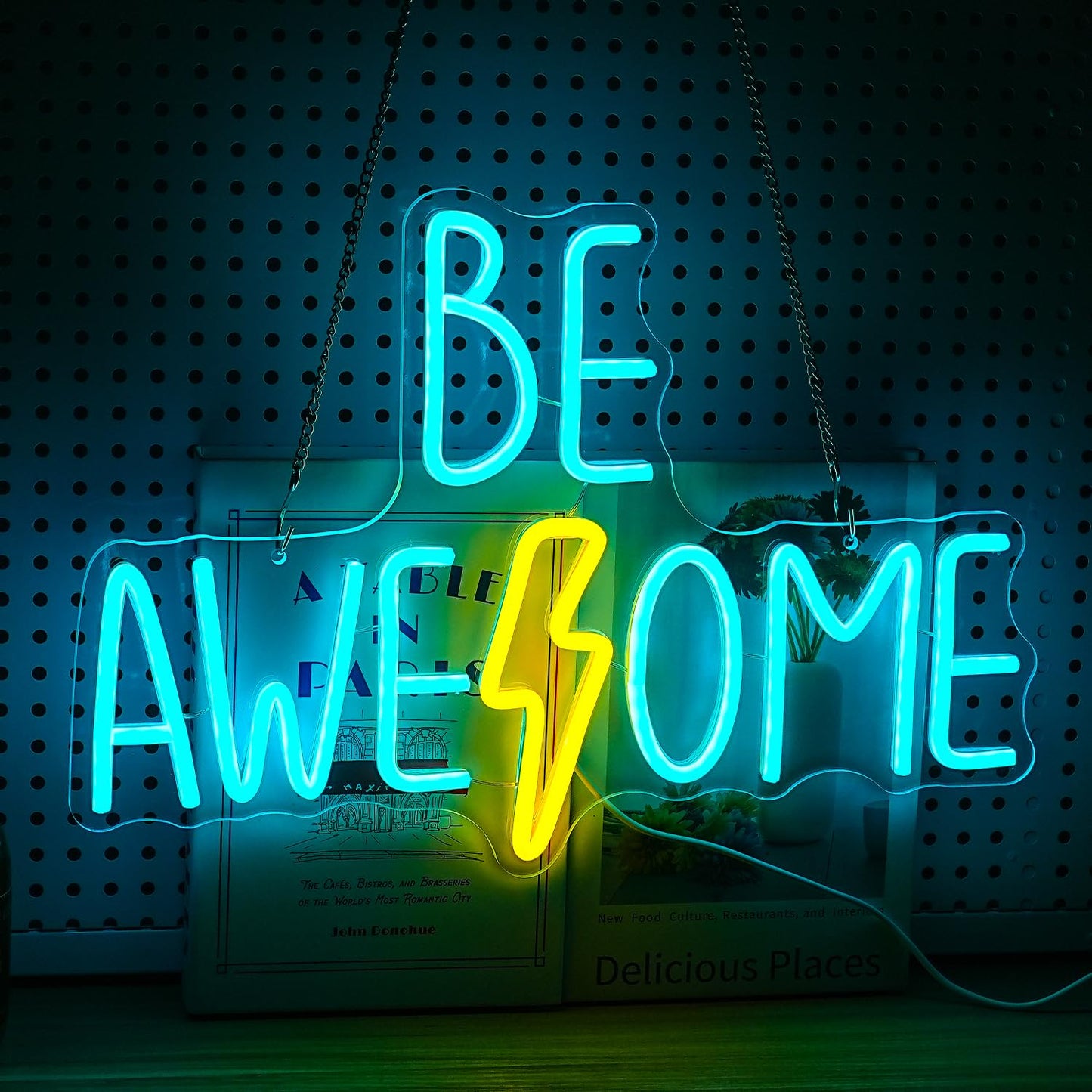 Be Awesome Neon Sign For Wall Decor Dimmable Words Led Light Up Sign Usb Powered Led Letters Neon Light For Classroom Bedroom Library Study Room