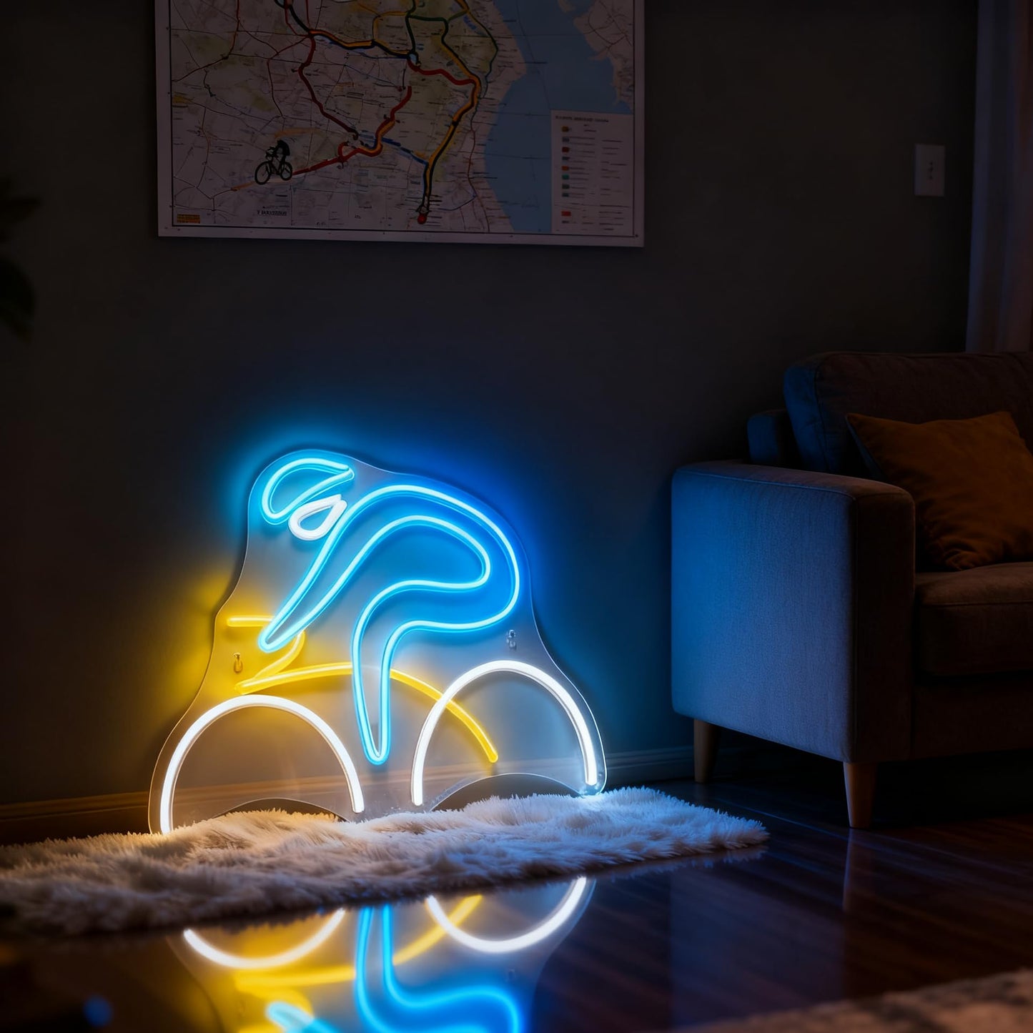 Bike Rider Neon Sign, USB Powered Decorative LED Neon Light for Game Room Boy Bedroom Living Room Wall Table Sports Bicycle Theme Decor 15 x 10.6 In