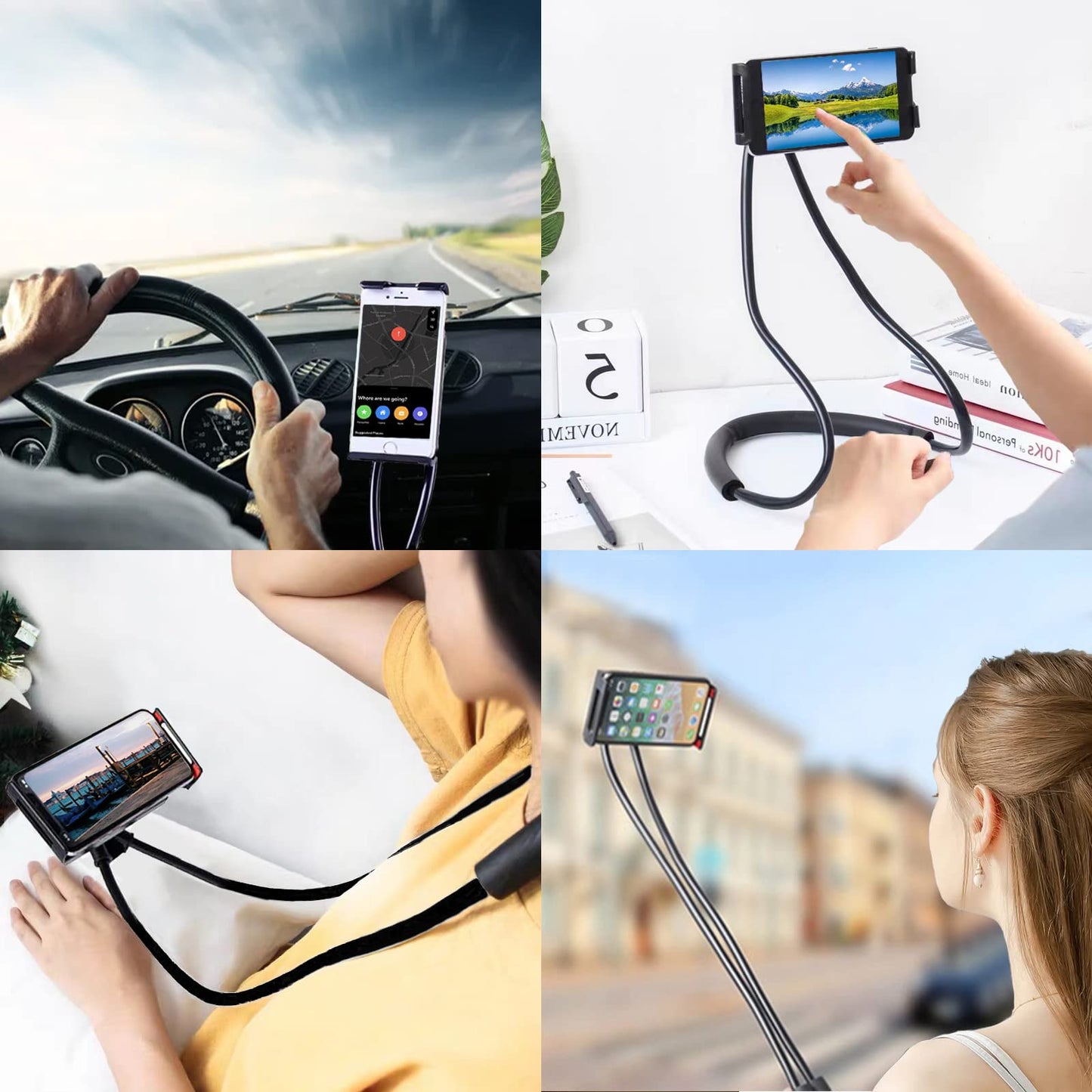 Chapter Seven Universal Smart Mobile Phone Stand,Hanging on Neck Cell Phone Mount Holder, Flexible Lazy Bracket DIY Free Rotating for Multiple