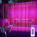 XINXIANLIAN 300LED Solar Curtain Lights USB & Solar Dual Powered Waterproof Fairy String Lights 8 Modes Twinkle for Home Indoor Outdoor Use Garden