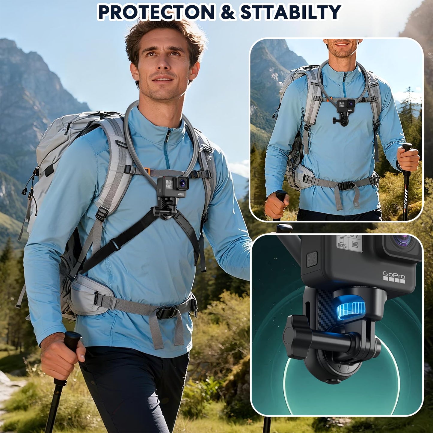 Hamillar Camera Phone Chest Neck Mount Holder for Video Recording iPhone Samsung 4-7 Inch Phones AKASO/Go Pro/Insta360X5/DJI360 (Cameras Mount)