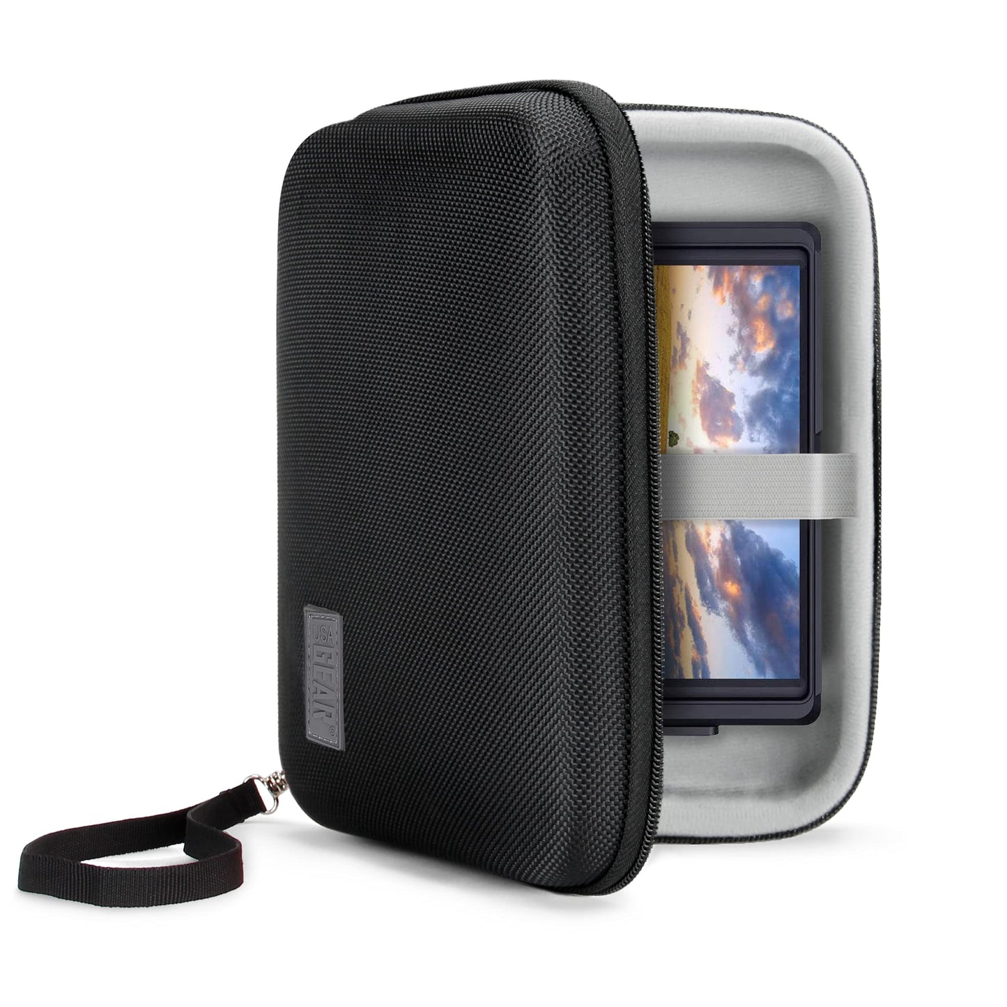USA Gear 7.5 Inch Hard Shell Camera Monitor Case - Portable Video Monitor Bag Compatible with Feelworld S55 V3, Atomos, SmallHD Focus, Shinobi SDI