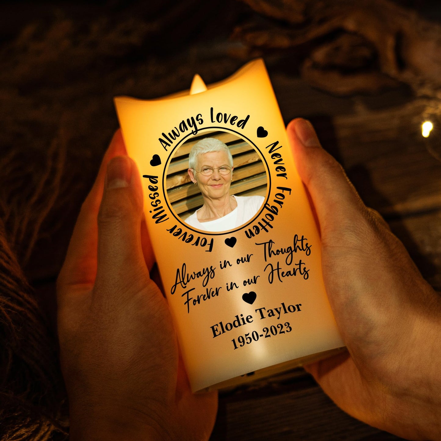 Kenon Custom Flameless LED Candles for Christmas, Personalized Photo 3D LED Memorial Candle, Bereavement Gifts for Loss of Mom Dad, Sympathy Gifts