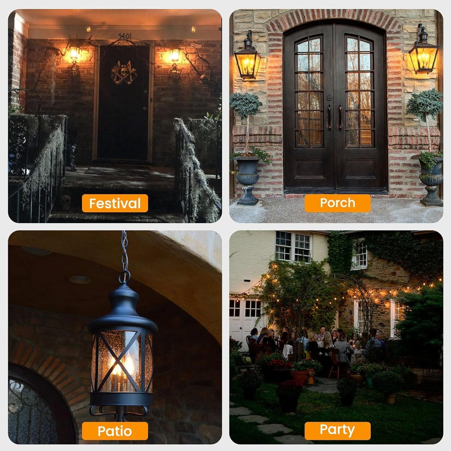 Hompavo Flame Light Bulbs E26 Base, Upgraded 3 Modes LED Flickering Candle Bulbs for Halloween Christmas Party Porch Indoor & Outdoor Decoration - 6