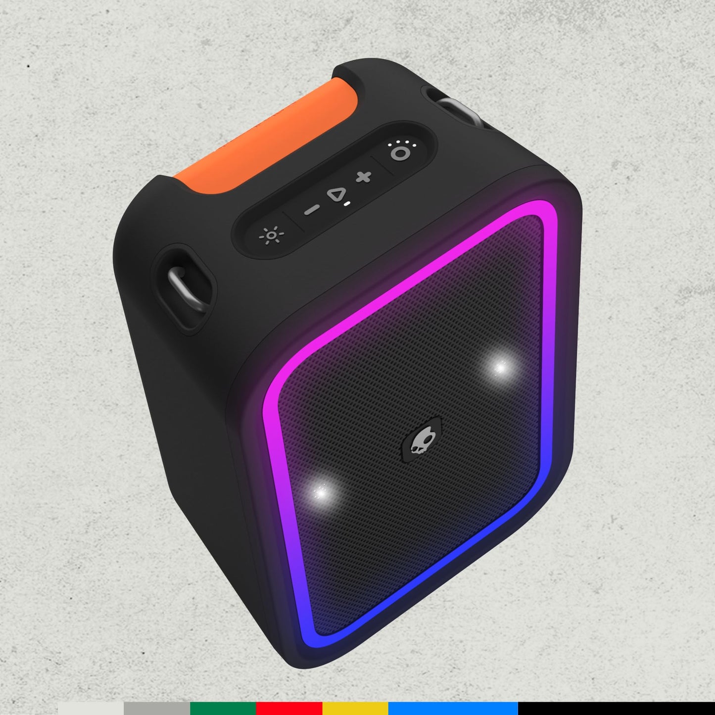 Skullcandy Stomp Bluetooth Speaker - IPX7 Waterproof Wireless Portable Speaker, with LED Lightshow & Strobe Modes, 12 Hour Battery, Multi-Link,