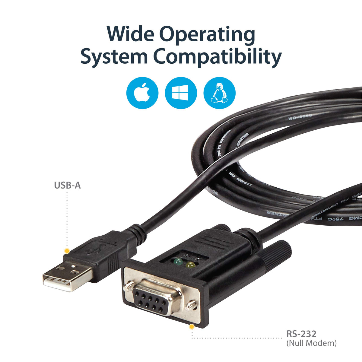 StarTech 6ft USB to Serial RS232 Adapter, Null Modem, TAA (ICUSB232FTN)