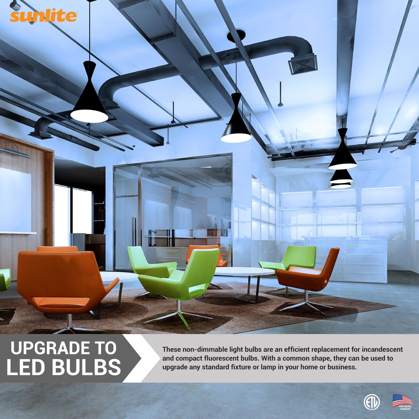 Sunlite 41242-SU LED A19 Light Bulb, Non-Dimmable 12 Watt (75W Equivalent), 1100 Lumens, Medium (E26) Base, ETL Listed, 6500K Daylight, 12 Count