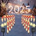 MOUOUSO Solar Christmas Candy Cane Lights, Outdoor Waterproof Pathway Stake Lights with 8 Modes, Solar Lights for Outside Yard Walkway Garden