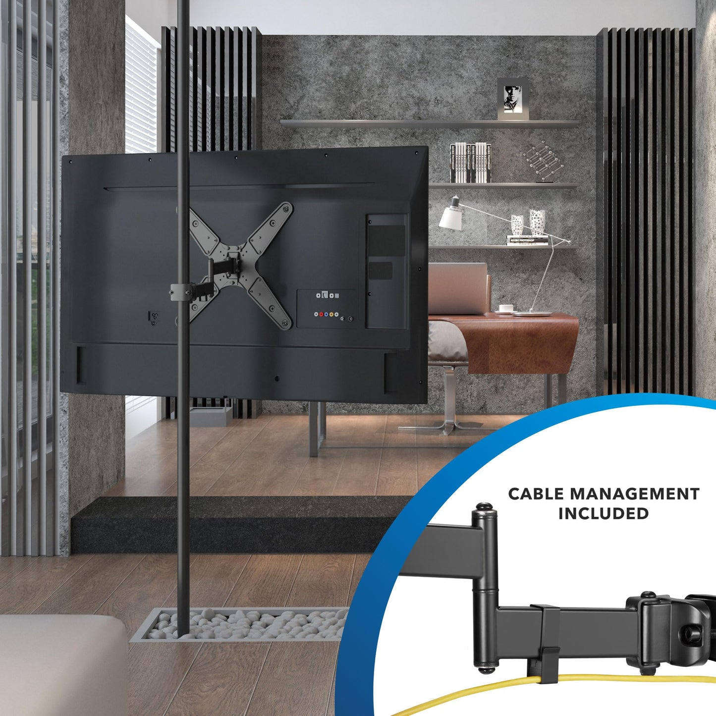 Mount-It! TV Pole Mount, Full Motion Universal TV Bracket, VESA 75x75 to 400x400, Fits TVs and Monitors 32" - 55", Clamp Fits Poles from 1.1"