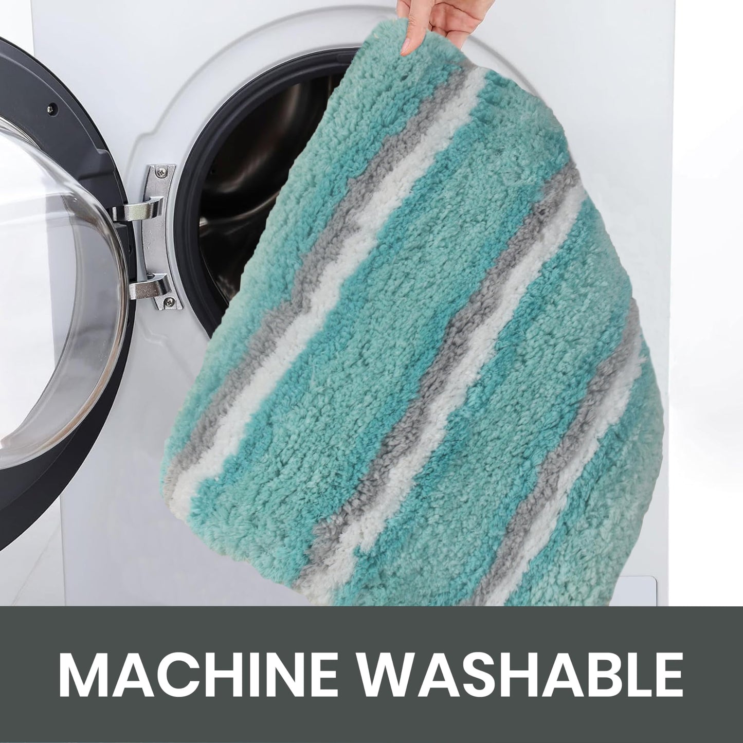 Home Weavers Glamour Collection 100% Polyester Microfiber Non-Slip Bath Rug,Extra Soft Microfiber Bedroom Shag Carpet with Anti-Slip…