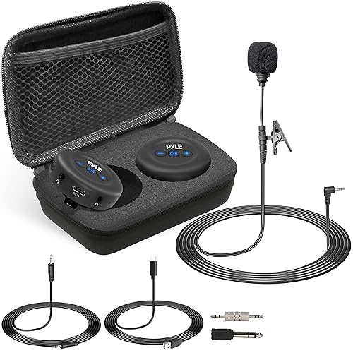 PyleUsa Wireless Low-Latency Transmitter / Receiver Set - for Presentations, Projectors, TV, Soundbar, Streaming, 3.5mm AUX & RCA Input and Output