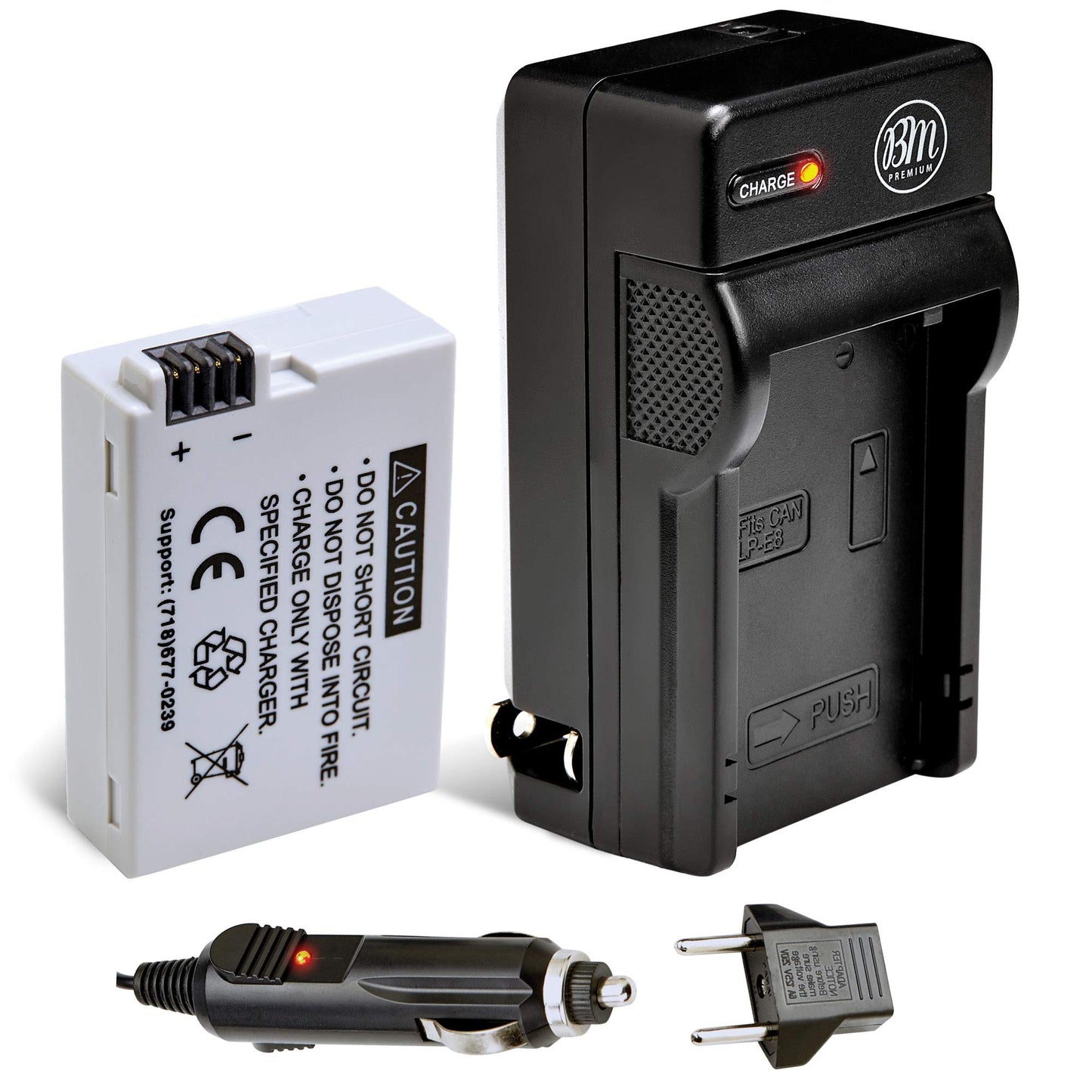 BM Premium LP-E8 Battery and Battery Charger for Canon EOS Rebel T2i, T3i, T4i, T5i, EOS 550D, EOS 600D, EOS 650D, EOS 700D DSLR Digital Camera