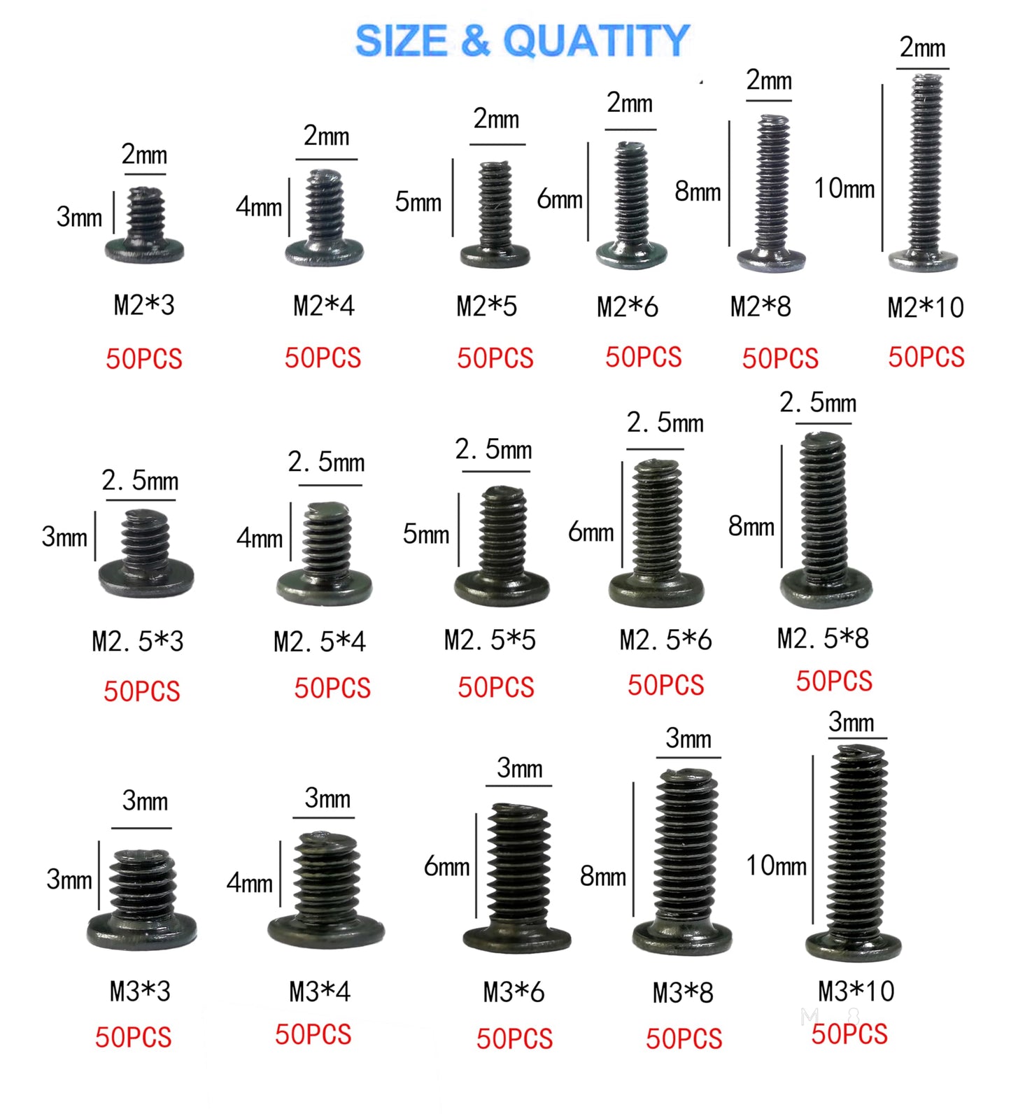 800Pcs Laptop Screws, M2 M2.5 M3 Notebook Computer PC Replacement Screw Kit Set for Sony DELL Samsung IBM HP Toshiba Motherboard SSD PC Fan Repair (16