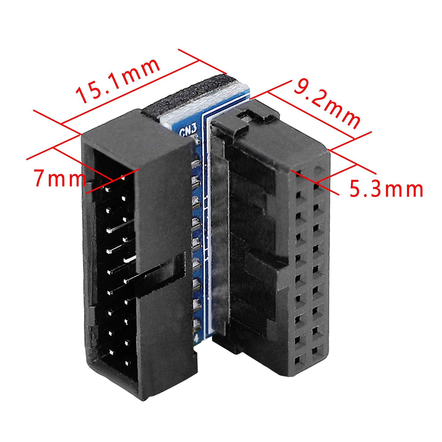 GELRHONR Right Angled USB 3.0 20-pin Male to Female Extension Adapter, Desktop Motherboard 90 Degree Angled USB 3.0 19-Pin Motherboard Internal