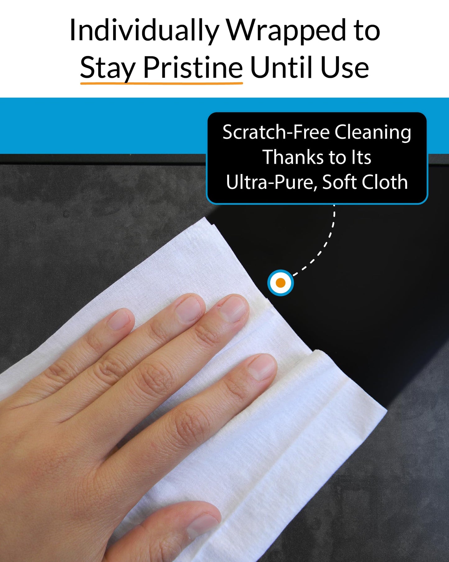 iCloth XL Screen Cleaning Wipes, Lint-Free and Streak-Free, Fast-Drying, Removes Dust, Fingerprints, and Smudges (60 XL Wipes)
