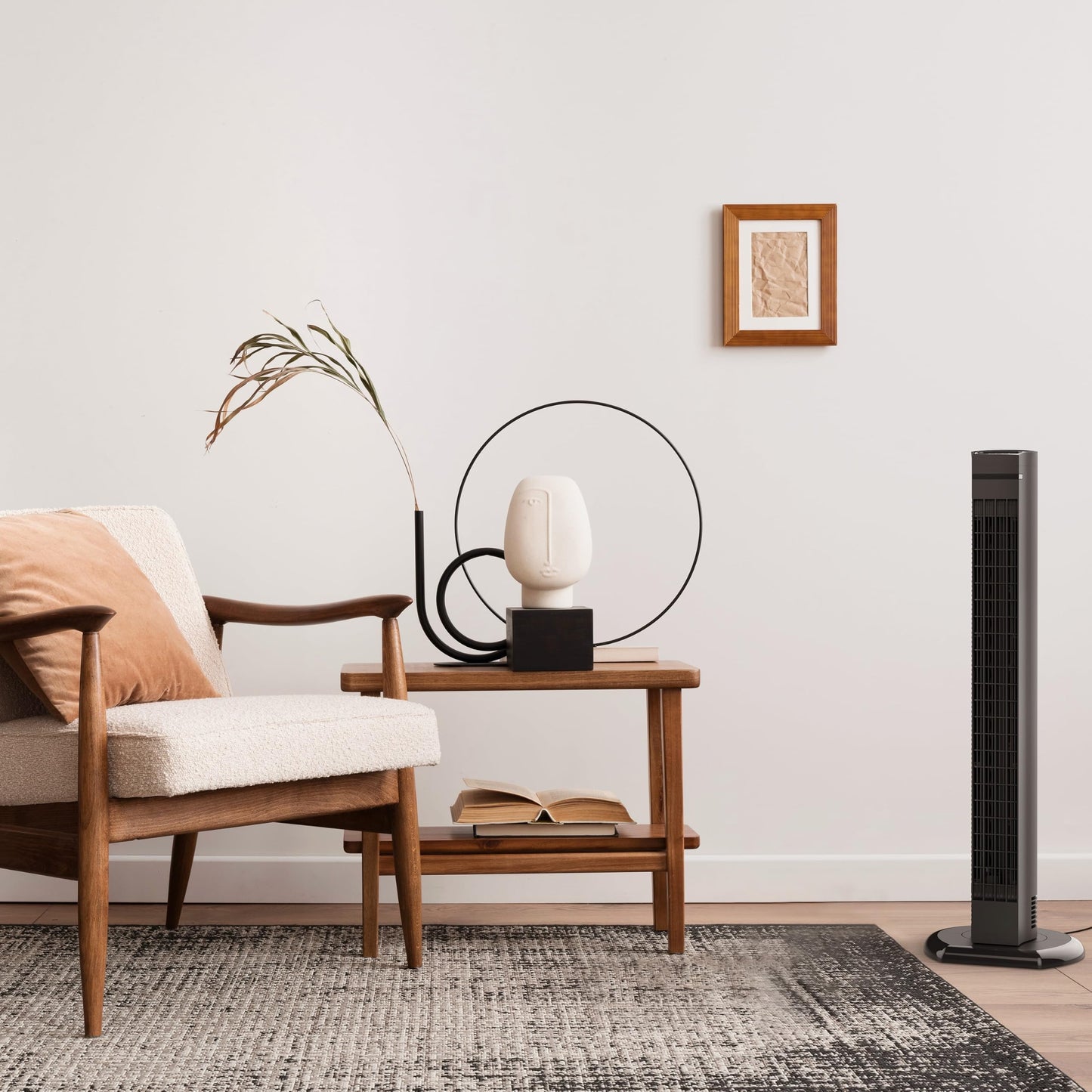 Elvynne 4T Oscillating Tower Fan, Remote Control, 40" Tall, 3-Speed, for Bedroom, Office, Home, Black