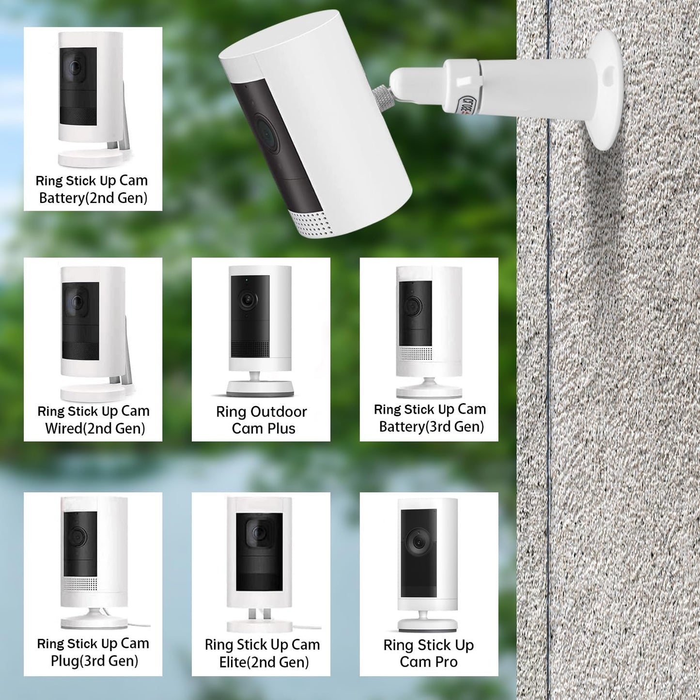 (Metal 2 Pack) 360 Degrees Adjustable Security Wall Mount for Ring Stick Up Cam/Ring Outdoor Cam Plus/Wyze Cam/Eufy Cam/Arlo Cameras, Fits All Cameras