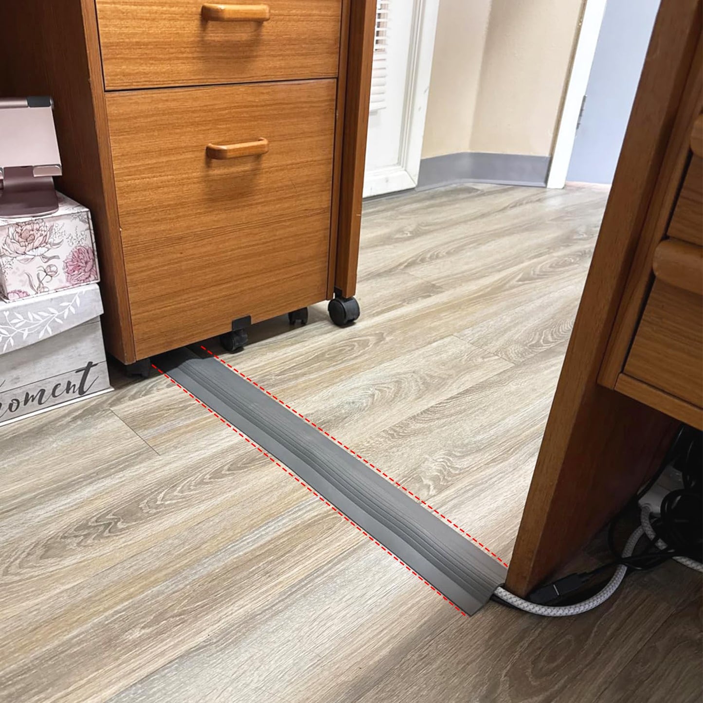 Floor Cord Hider Self Adhesive Prevent Cable Trips, Cord Cover Extension Cable Management Strip Protector Concealer Channel for Wires Wall Homes