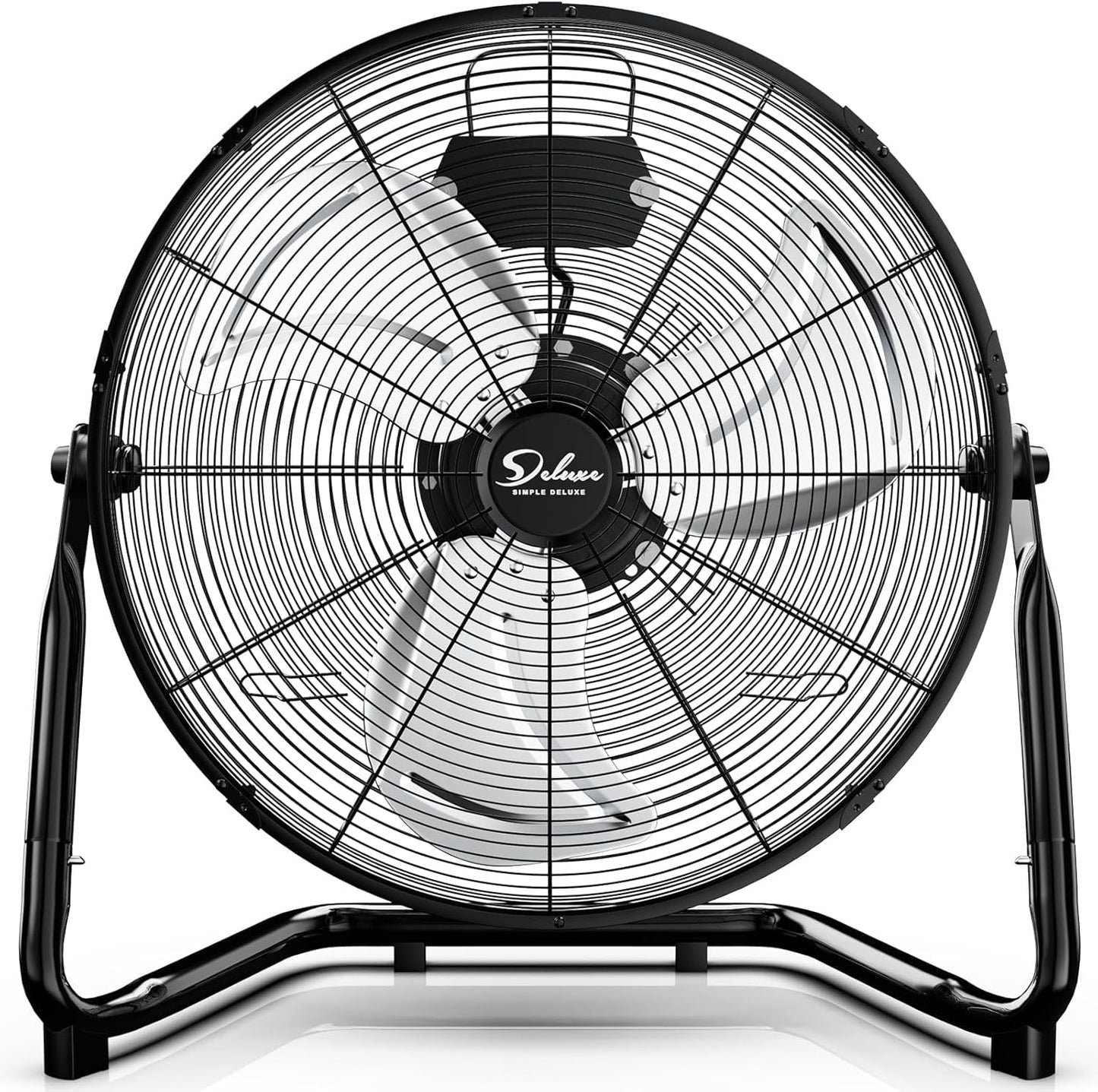 Simple Deluxe Comfort Zone Cradle Floor Fan, 12 Inch 3-Speed High Velocity, 230 Degree Adjustable Tilt, All-Metal, Carry Handle, Rubber Feet,Ideal