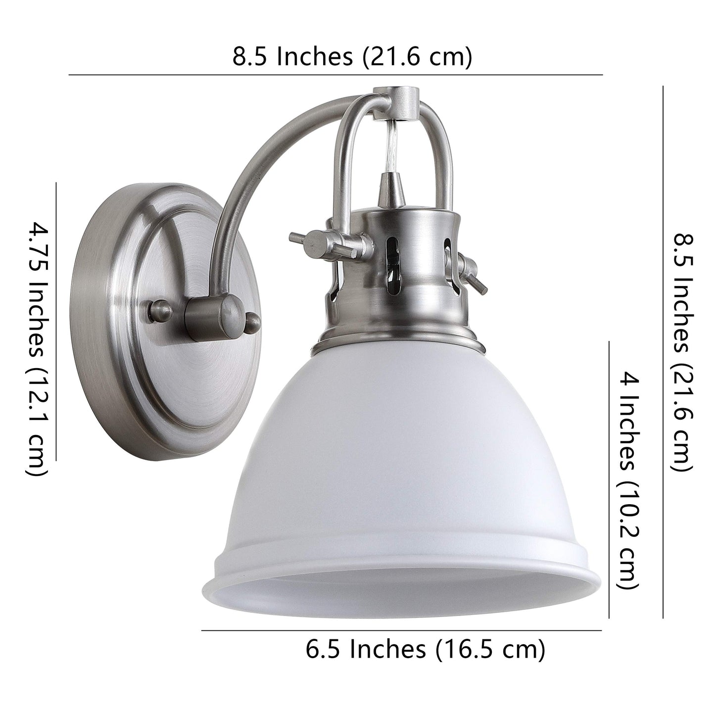 SAFAVIEH SCN4053B Lighting Lawson Brush Nickel and White Bathroom (LED Bulb Included) Sconce