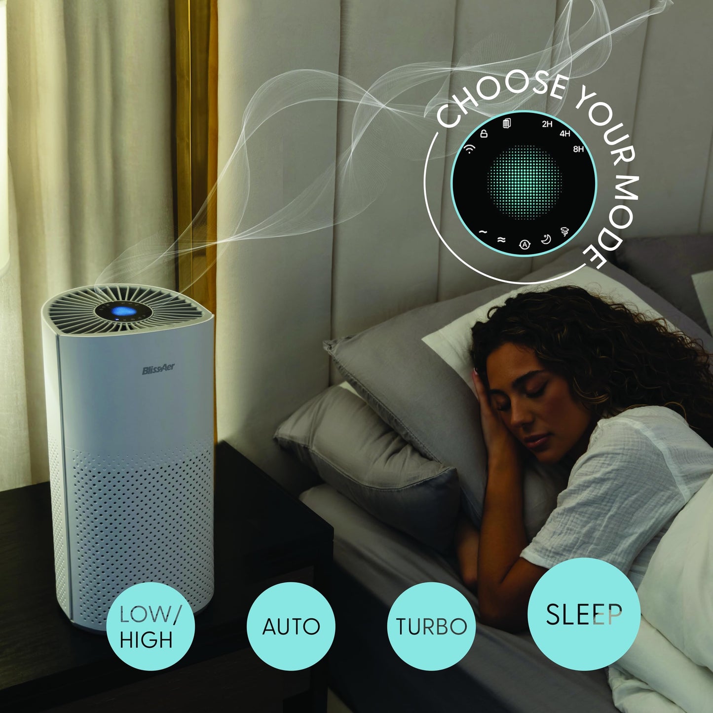 Air Purifier for Home Large Room Pets Up to 1800 Ft² - Smart WiFi & Voice Control True HEPA Air Purifier For Home Bedroom and Office, Smoke, Dust, Pet