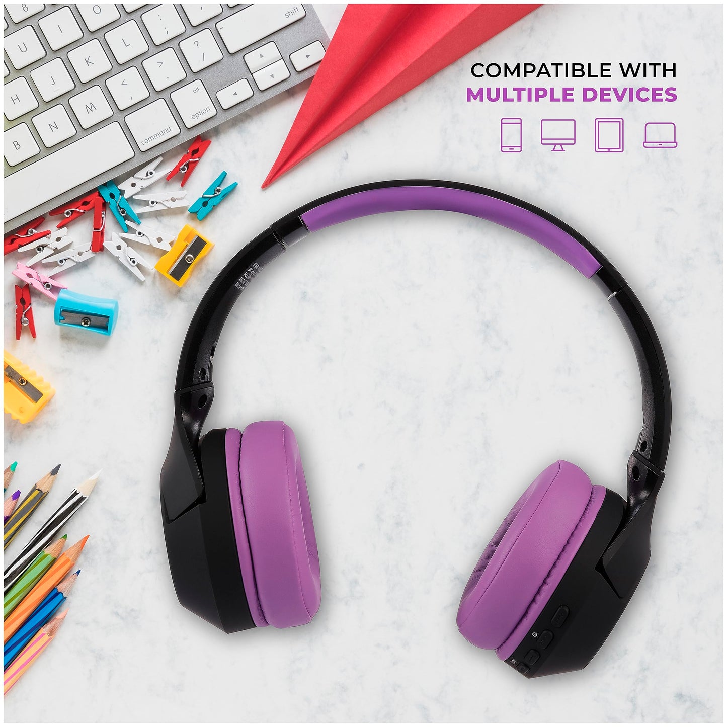 Altec Lansing Kid Safe Noise Cancelling Wireless Headphones 15H Battery, 85dB Volume Limit, Foldable Design Powerful Sound, Active Noise Cancellation