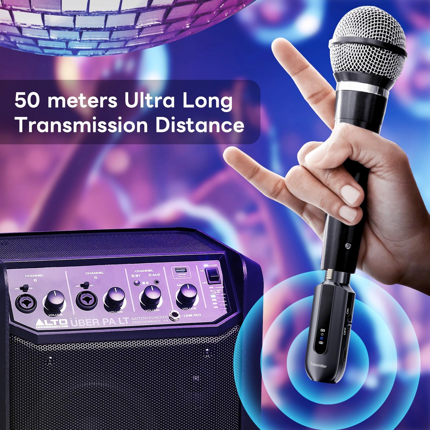 Wireless Transmission System, 2.4GHz Wireless Transmitter Receiver, XLR Wireless Transmitter for Dynamic Condenser Microphone, for Audio Mixer and PA