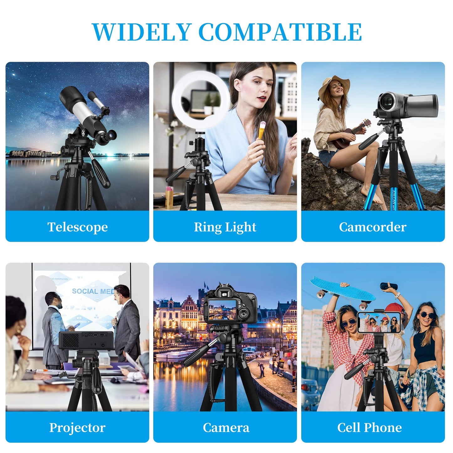 JOILCAN Tripod Camera Tripods, 74" Tripod for Camera Cell Phone Video Recording, Heavy Duty Tall Camera Tripod Stand, Professional Travel DSLR Tripods