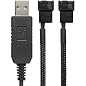 CRJ 12V Step-Up USB to Dual PC Fans Power Adapter Cable - 24-inch (60cm), Black Sleeved - Full Fan Speed Adapter for 3-Pin/4-Pin Cooling Fans