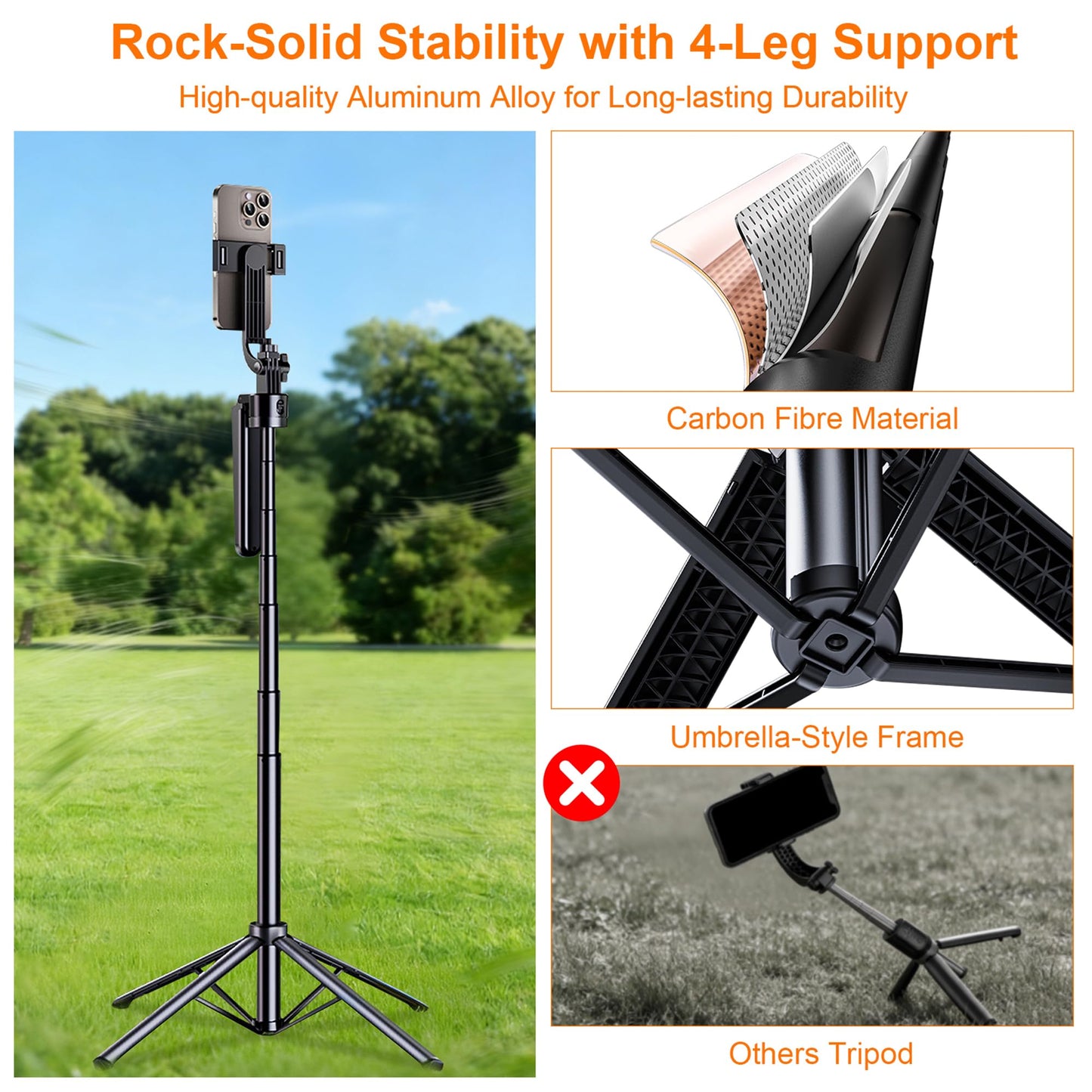 Tripod for iPhone with Light Vlogging Camera, Auto Face Tracking Tripod 360 Rotation with Remote, No App, Portable Travel Phone Holder for Video