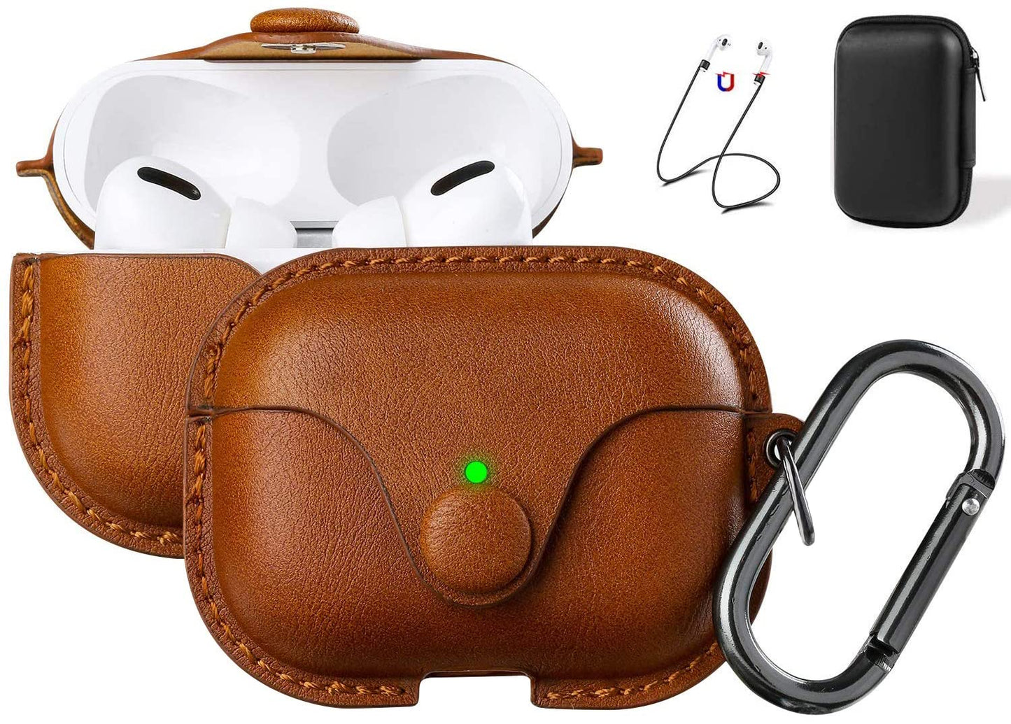 Maxjoy for AirPods Pro 2 Case Leather, Airpods Pro Leather Case Cover with Keychain Airpod Strap Compatible with Apple Airpod Pros 2nd Generation 2023