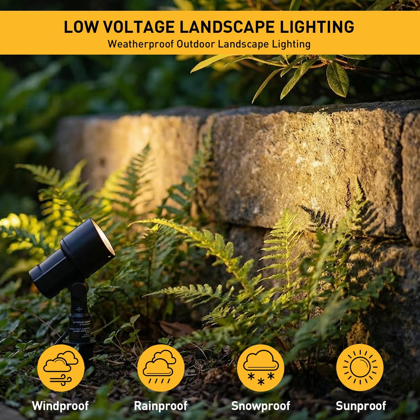 GOLDEN STAR Low Voltage Landscape Lighting 3W LED Spot Lights 12V AC Warm White Outdoor Landscape Lights 200Lumen for Driveway, Yard, Lawn, Flood