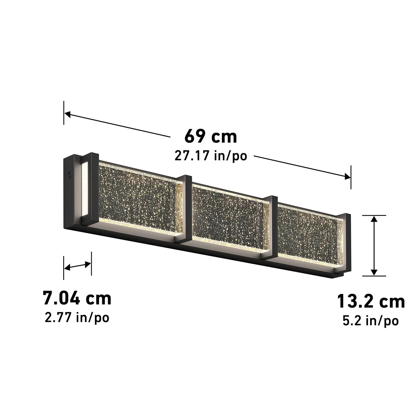 ARTIKA Subway 20W LED Modern Vanity Light Fixture, Black - Ideal for Bathroom Lighting, 900 Lumens, 3500 Kelvin, Bubble Glass Diffuser, No Bulb