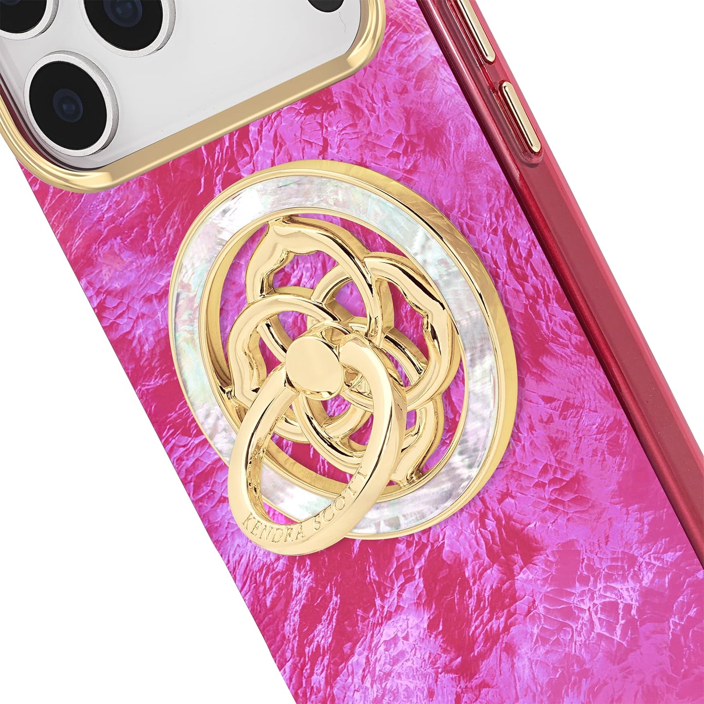 Kendra Scott Magnetic Phone Ring Grip with Stand - Removable and Collapsible - Mother of Pearl Medallion