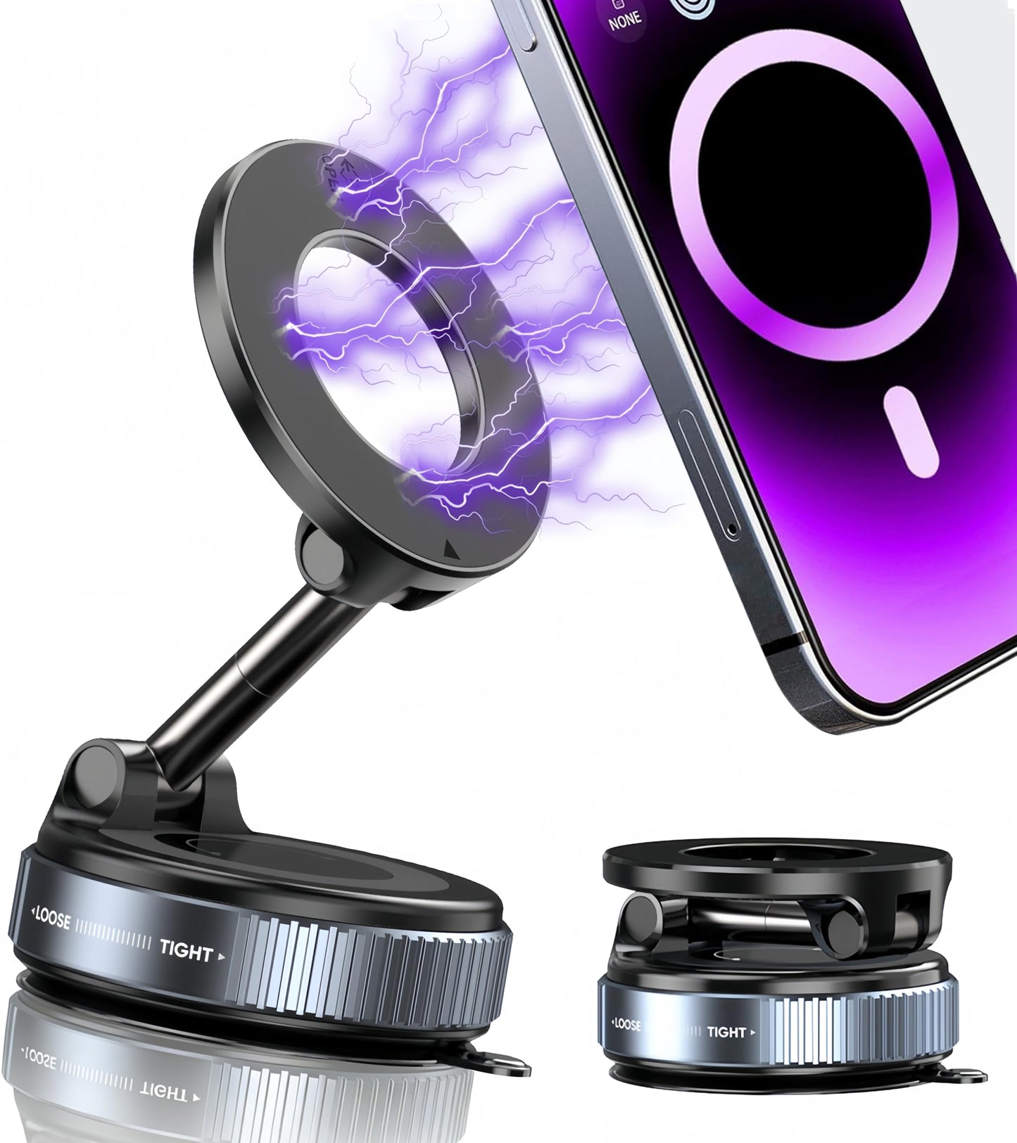 snanlen Upgraded 360° Vacuum Magnetic Phone Holder, Magnetic Car Phone Mount, Hands-Free Suction Cup Phone Holder for Car/Gym/Mirror/Shower, Car Mount