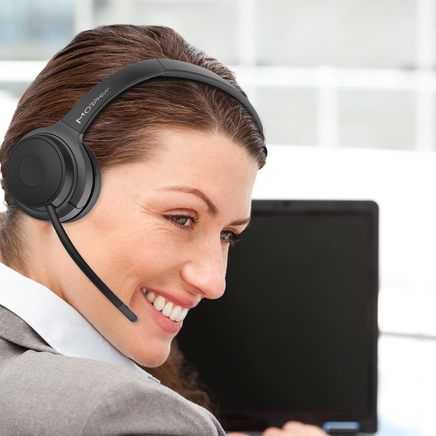Morpheus 360 Advantage Wireless Headset with Detachable Boom Mic - CES Award-Winning Bluetooth Headset with Microphone, Noise Cancelling Headphones
