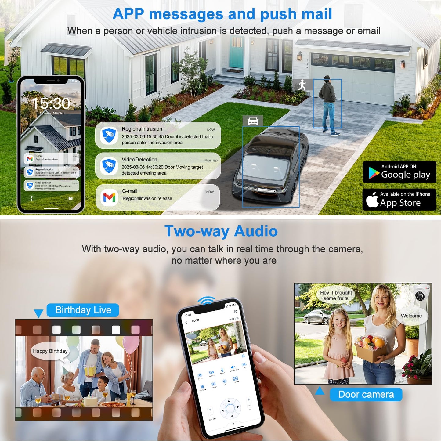 MWRCTV 2-Way Audio PoE Security Camera System,4pcs Wired 4MP Dome IP Camera for Home Security,110°Wide Angle Lens,Smart Dual Light,Human&Vehicle